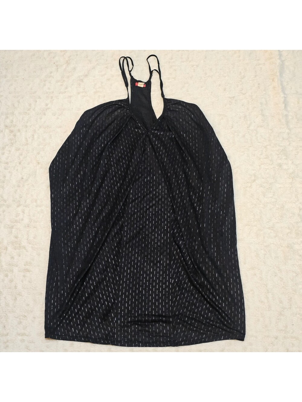 LUX Black w/ Silver Draped Dual Strapped Racerback Top M
